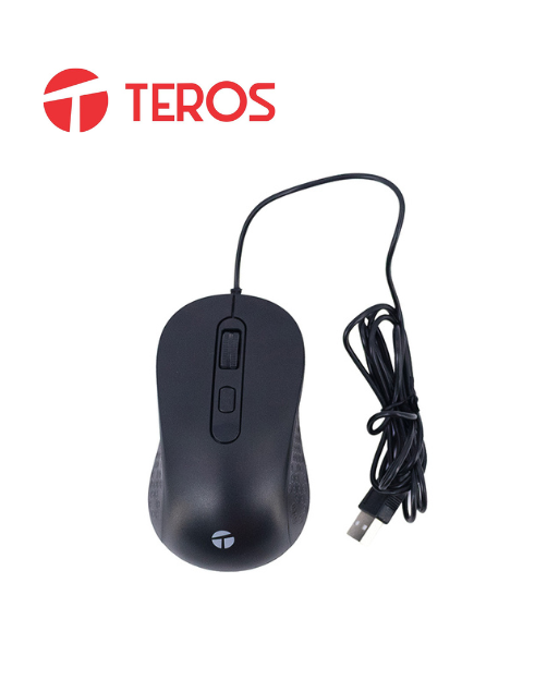 MOUSE OPTICO TEROS TE-1229S, USB, 4 BOTONES, NEGRO
