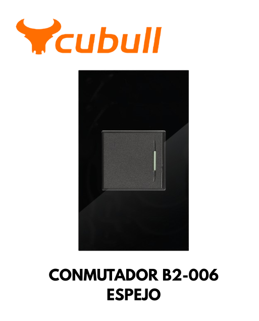 INTERRUPTOR SIMPLE EMPOTRADO CONMUTADOR NEGRO MODELO ESPEJO B2-006 CUBULL