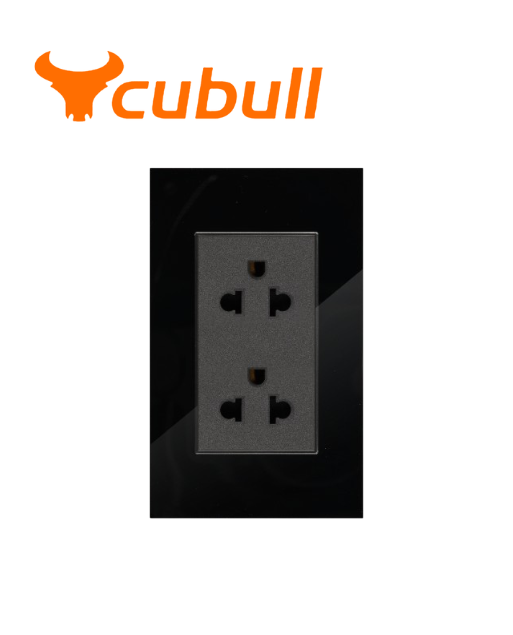 TOMACORRIENTE DOBLE A CON TIERRA EMPOTRADO NEGRO MODELO ESPEJO B2-021 CUBULL
