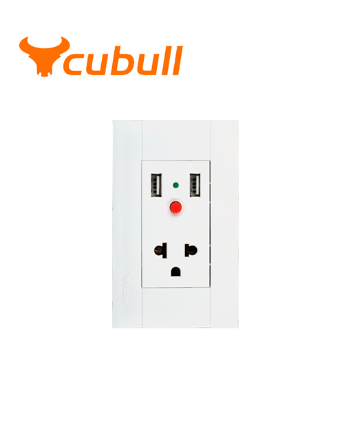 TOMACORRIENTE SIMPLE + 2 USB EMPOTRADO CUBULL SERIE A3-001