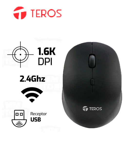 MOUSE TEROS TE-5074 INALÁMBRICO 1,600 DPI NEGRO