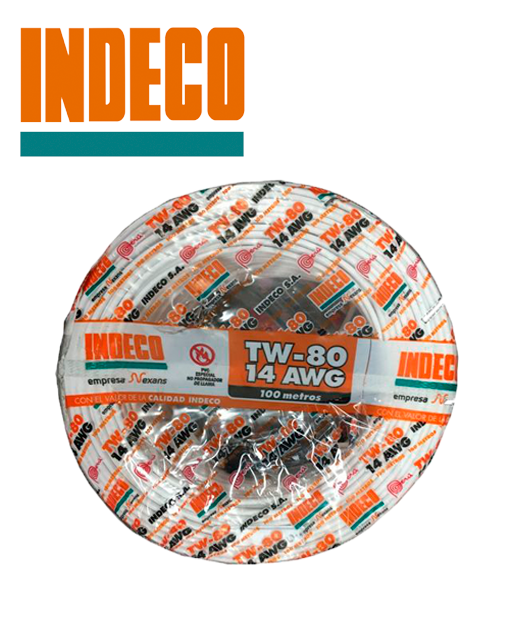 ROLLO CABLE INDECO NRO 14 AWG TW-80 PLUS