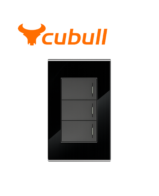 INTERRUPTOR TRIPLE EMPOTRADO NEGRO MODELO ESPEJO B2-009 CUBULL