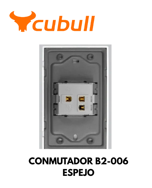 INTERRUPTOR SIMPLE EMPOTRADO CONMUTADOR NEGRO MODELO ESPEJO B2-006 CUBULL